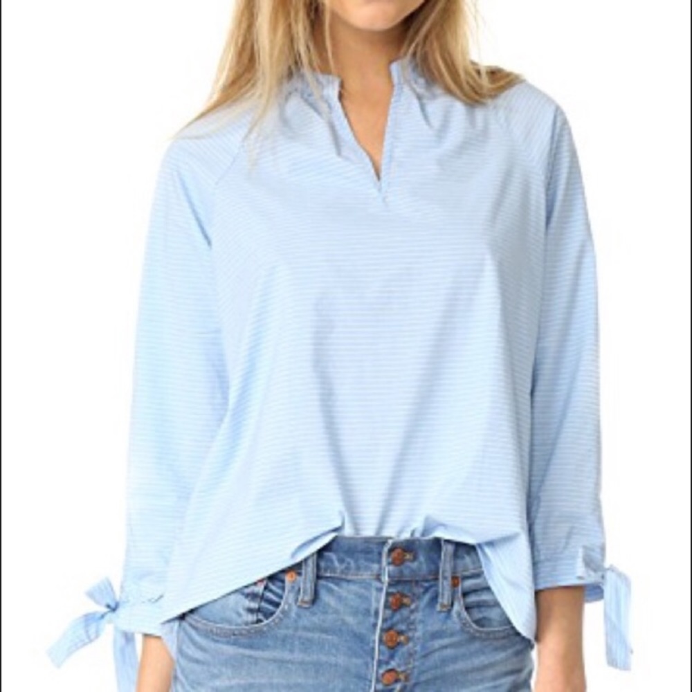 Tie sleeve popover striped tunic | Madewell